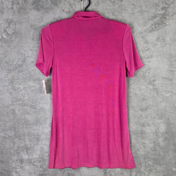 Womens Ronni Nicole By Ouida Pink Shirt Dress Button Down Short Sleeve Size L - Picture 5 of 8